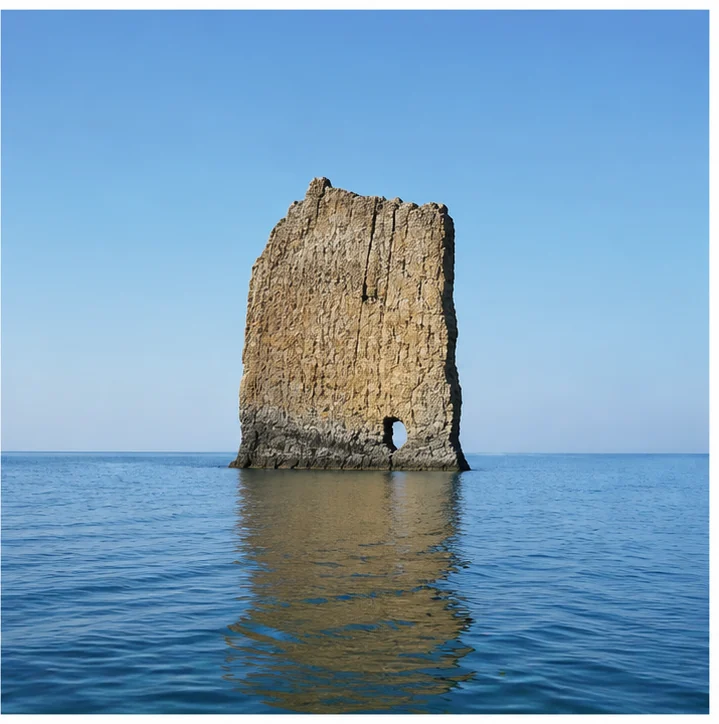 Вид на скалу Парус с моря в спокойную погоду