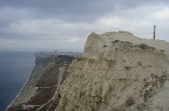 Высокий берег Чёрного моря и город Анапа вдали